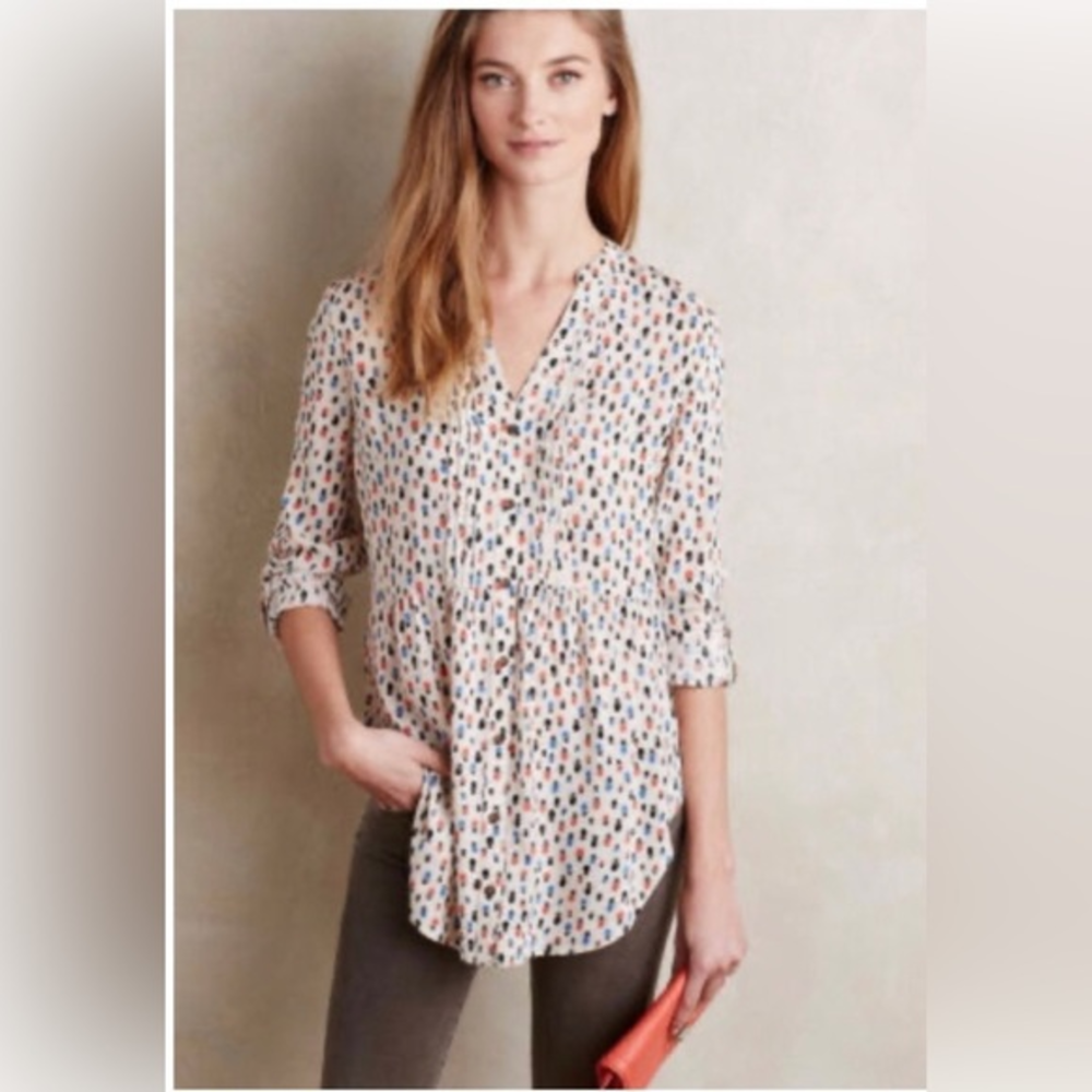 Anthropologie‎ Maeve Pintuck Calia Tunic Size 4 Top Hat